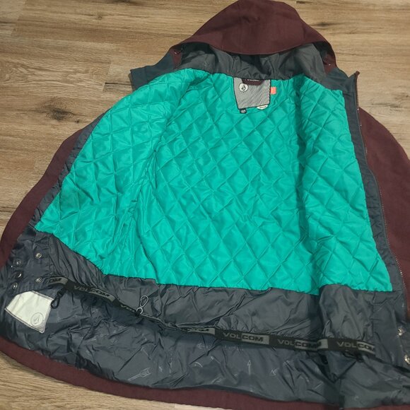 Volcom women S Long Zip Hooded Ski Snow Jacket Coat - Picture 4 of 8
